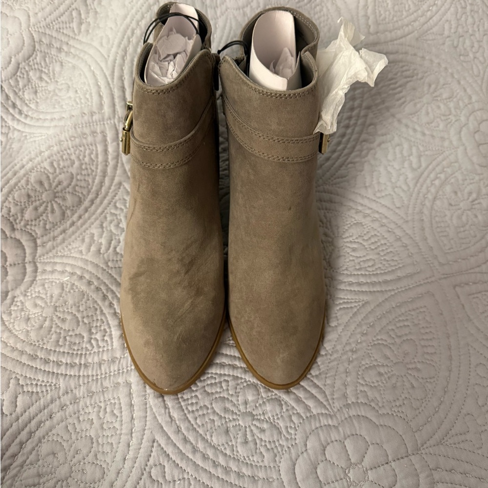 Express Taupe Suede Ankle Booties